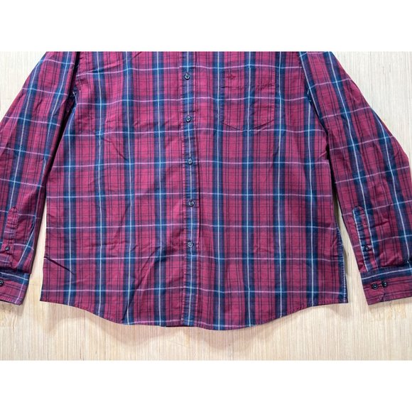 DOCKERS - Men's Long Sleeve Plaid Shirt - Burgundy - XXL - Picture 13 of 14
